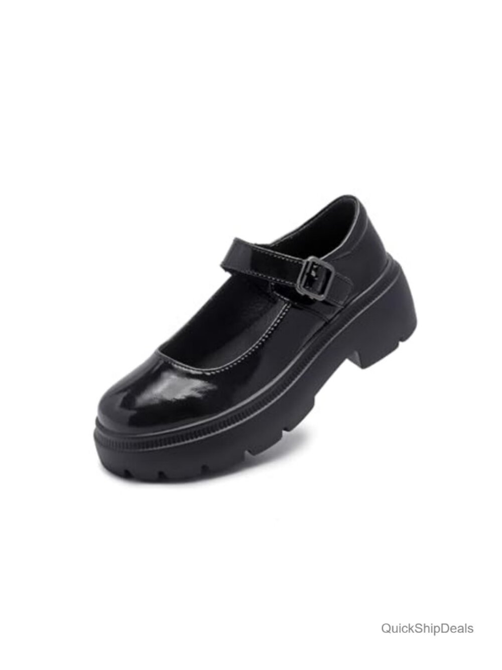 Women's Mary Jane Shoes PU Sole Leather Upper Ankle Buckle Strap Round Toe